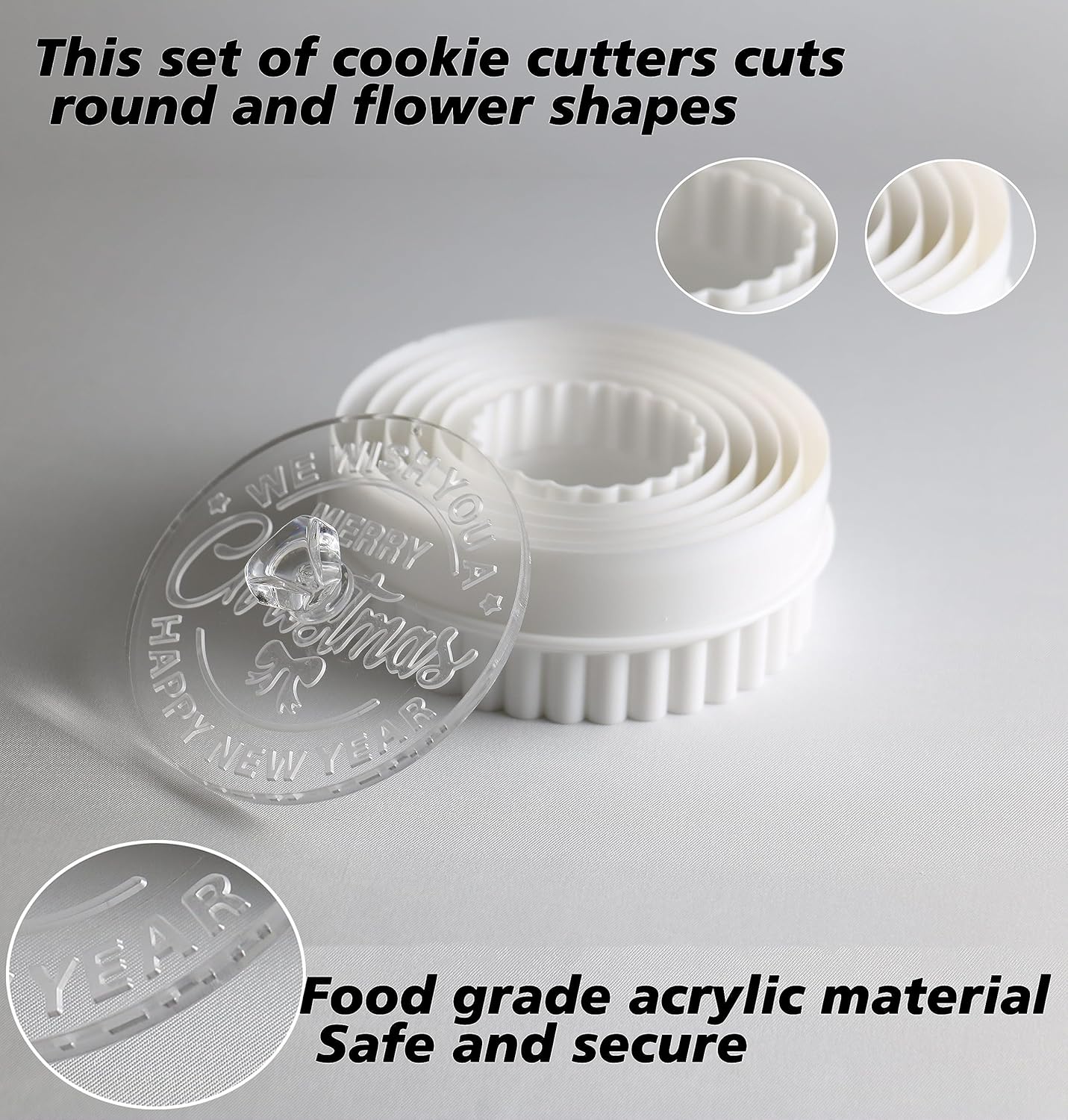 2025 Personalized Christmas Cookie Stamp Unique 3D Embossed Design Fun Tool for Baking Art (A-Merry Christmas Bow)
