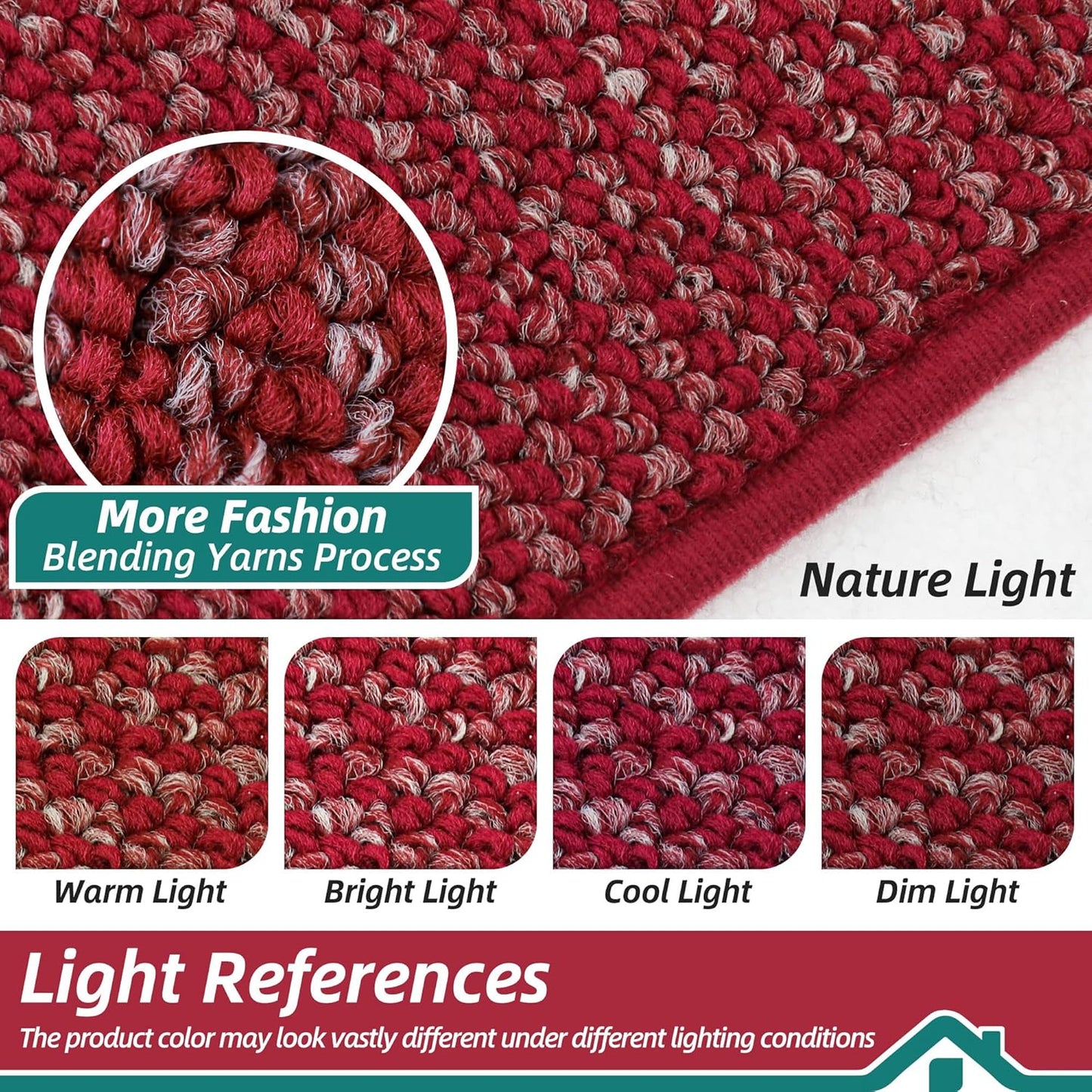 BEQHAUSE Dirt Trapper Door Mat 24" x 60", Non-Slip Washable Doormats Entrance Mat, Dirt Resistant and Absorbent Welcome Mat, Low Profile Floor Mats for Front Back Door and Entryway, Red