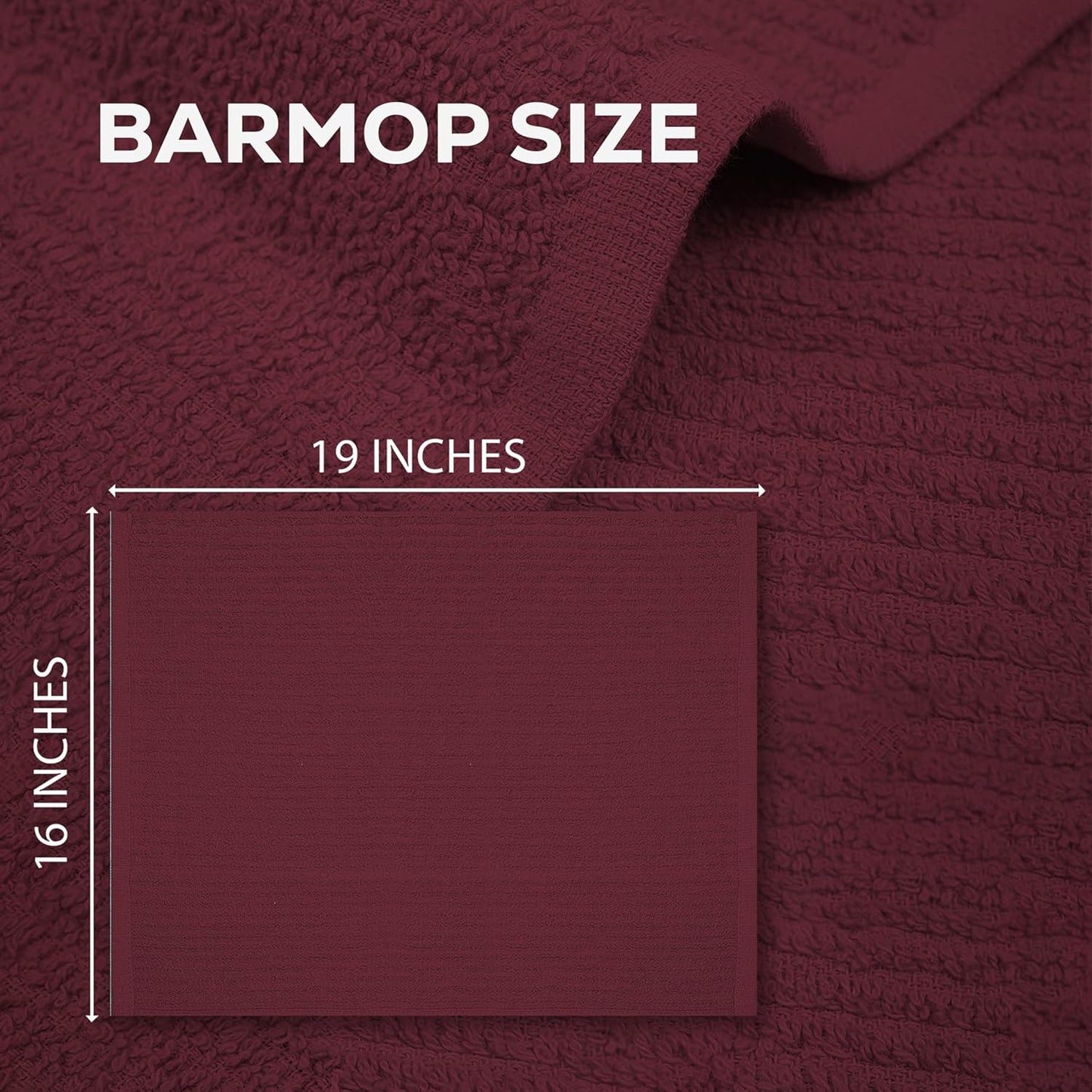 ZUPERIA Bar Mop Kitchen Towels - Pack of 12 (16"x19”)100% Ring Spun Cotton - Dish Washcloths For Superb Cleaning and Less Lint - Highly Absorbent Dish Cloths and Dish Towels For Everyday use(Burgundy)