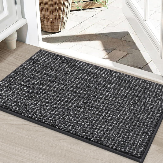 BEQHAUSE Dirt Trapper Door Mat 24" x 36", Non-Slip Washable Doormats Entrance Mat, Dirt Resistant and Absorbent Welcome Mat, Low Profile Floor Mats for Front Back Door and Entryway, Charcoal