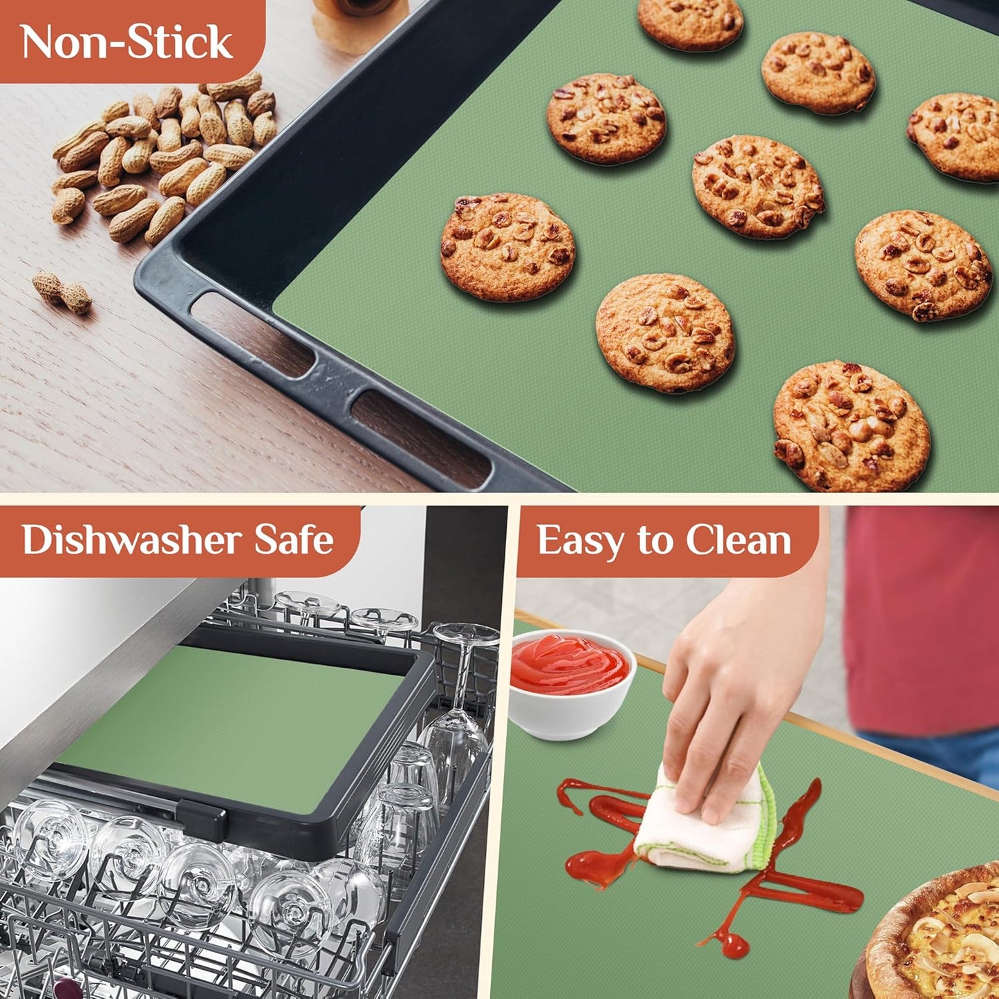 Silicone Baking Mat, 12 IN x 6 FT Free Cutting Baking Sheet,Non-Stick Reusable Dough & Pastry Mat,Non-Slip Silicone Mat Roll for Air Fryer Liner,Freeze Dryer,Oven Baking Pan,Kitchen Counter