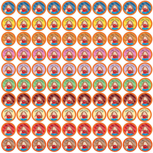 Crave Beverages Flavored Coffee Pods Sampler, Compatible with 2.0 K-Cup Brewers, Assorted Variety Pack, 100 Count