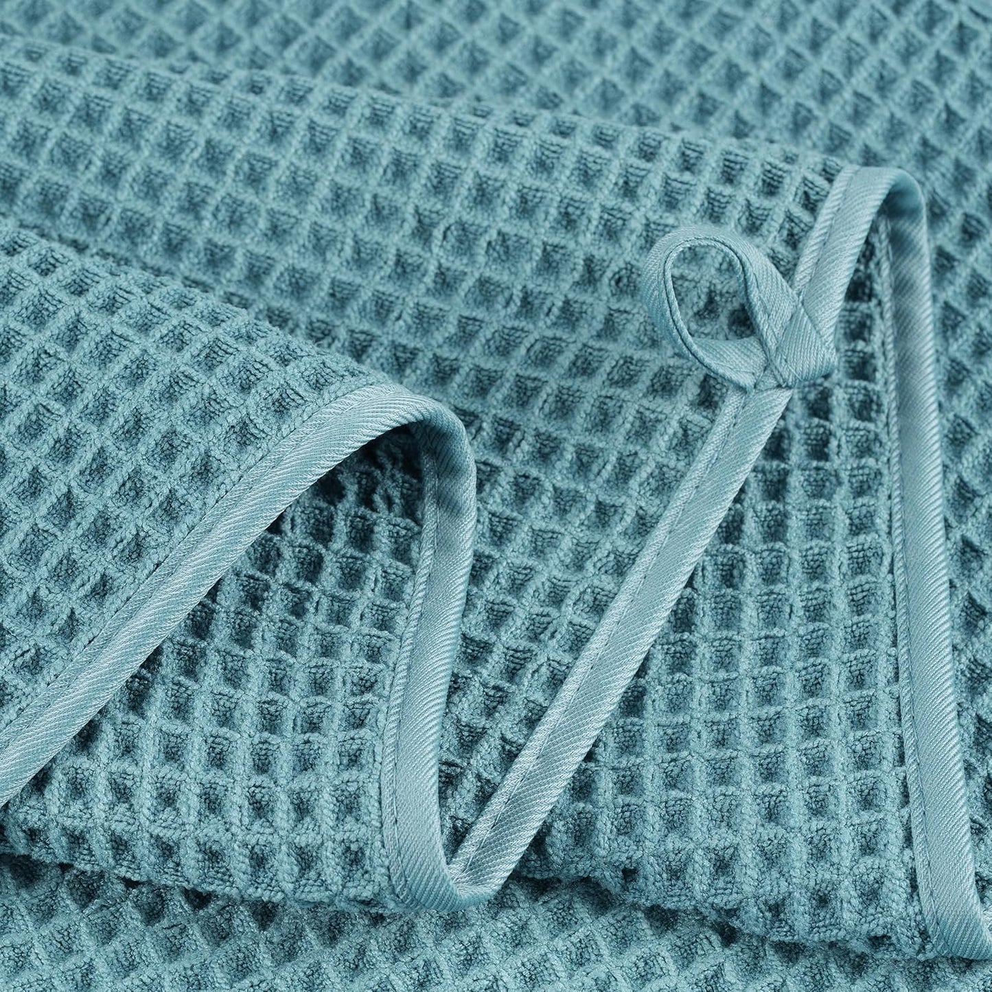 POLYTE Microfiber Oversize Quick Dry Lint Free Bath Towel, 60 x 30 in, 4 Pack (Waffle Weave)